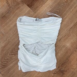 Zara White Ruched Tube Top